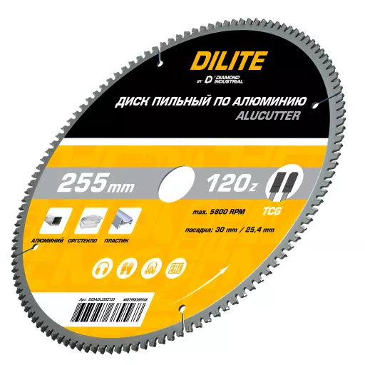 Диск пильный по алюминию,пластику 255х30/25,4 мм Z=120 TCG AluCutter DILITE Diamond Industrial