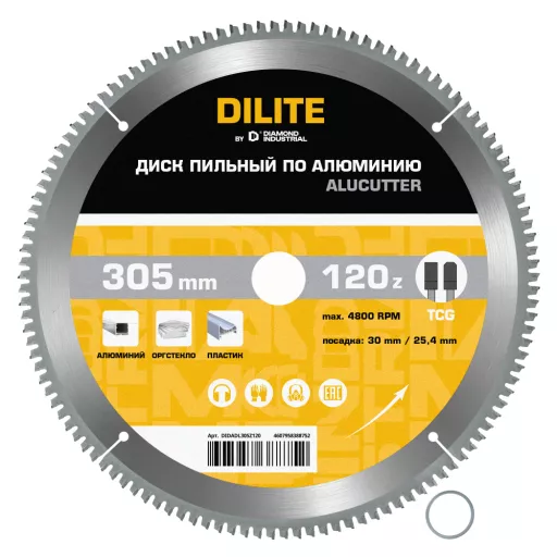 Диск пильный по алюминию,пластику 305х30/25,4 мм Z=120 TCG AluCutter DILITE by Diamond Industrial