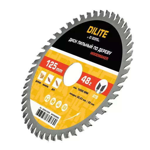 Диск пильный по дереву 125х22,23 мм Z=48 АТВ WoodMaker DILITE by Diamond Industrial