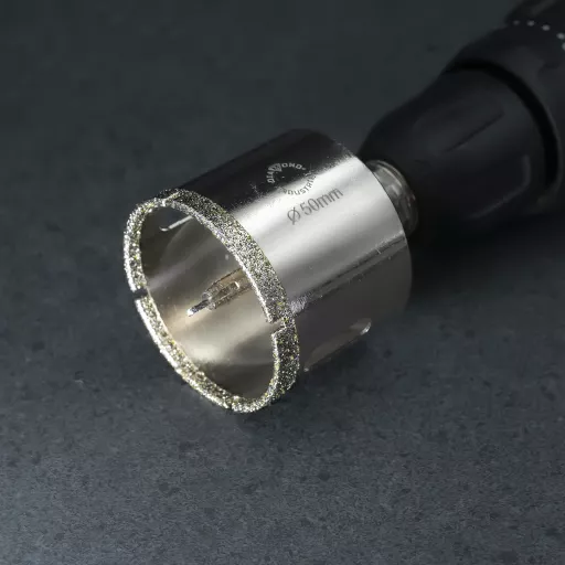 Алмазная коронка по керамограниту, плитке, кафелю 50 мм с центром Diamond Industrial