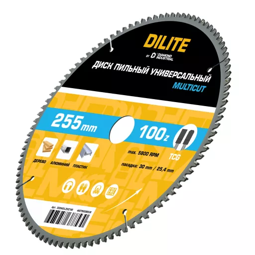 Диск пильный по мультиматериалам 255х30/25,4 мм Z=100 TCG MultiCut DILITE DIDMDL255Z100  Diamond Industrial