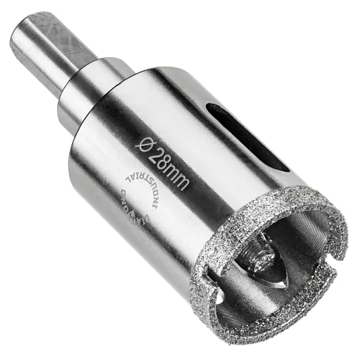 Алмазная коронка по керамограниту, плитке, кафелю 28 мм с центром Diamond Industrial