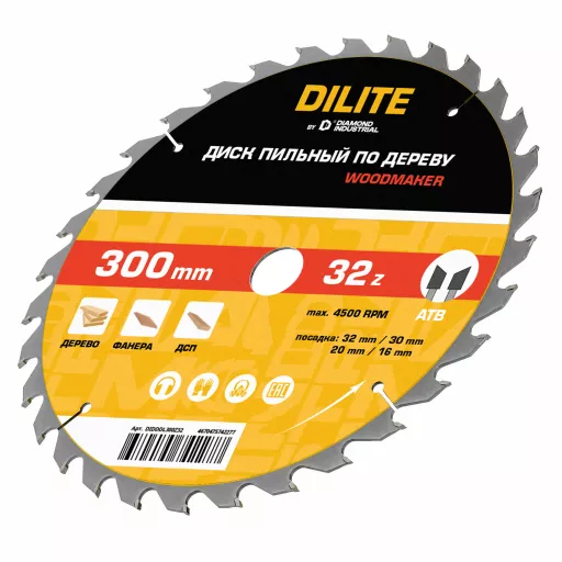 Диск пильный по дереву 300х32/30/20/16 мм Z=32 ATB Woodmaker DILITE by Diamond Industrial
