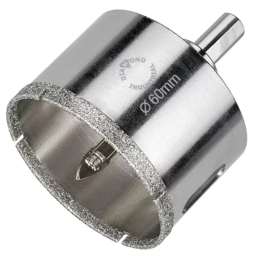 Алмазная коронка по керамограниту, плитке, кафелю 60 мм с центром Diamond Industrial