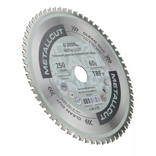 Диск пильный по листовой стали, чугуну 250х30/25,4 мм Z=60 TRF0 MetallCut Diamond Industrial