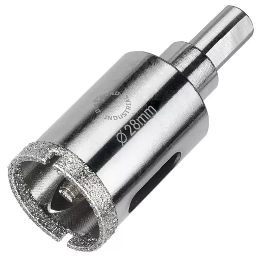 Алмазная коронка по керамограниту, плитке, кафелю 28 мм с центром Diamond Industrial