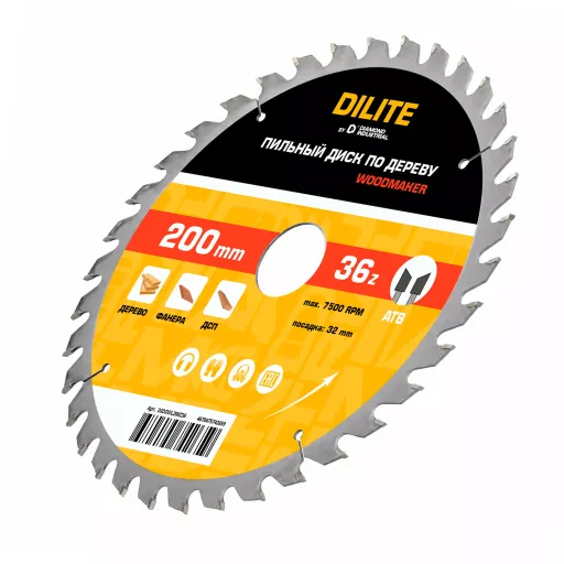 Диск пильный по дереву 200х32 мм Z=36 ATB Woodmaker DILITE by Diamond Industrial