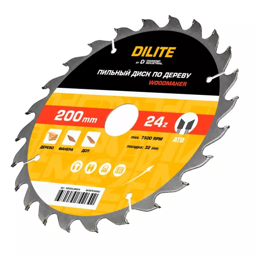 Диск пильный по дереву 200х32 мм Z=24 ATB Woodmaker DILITE by Diamond Industrial