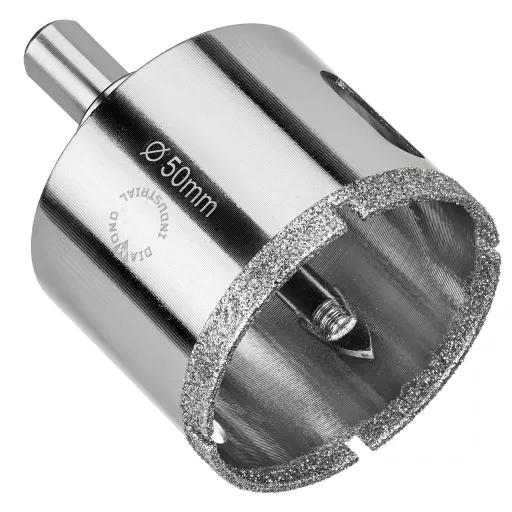 Алмазная коронка по керамограниту, плитке, кафелю 50 мм с центром Diamond Industrial